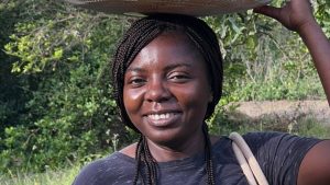 A woman looking into the camera