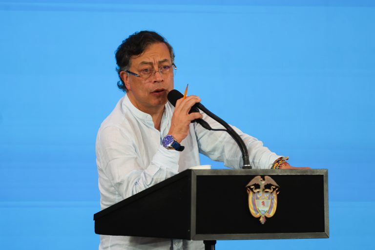 A politician giving a speech